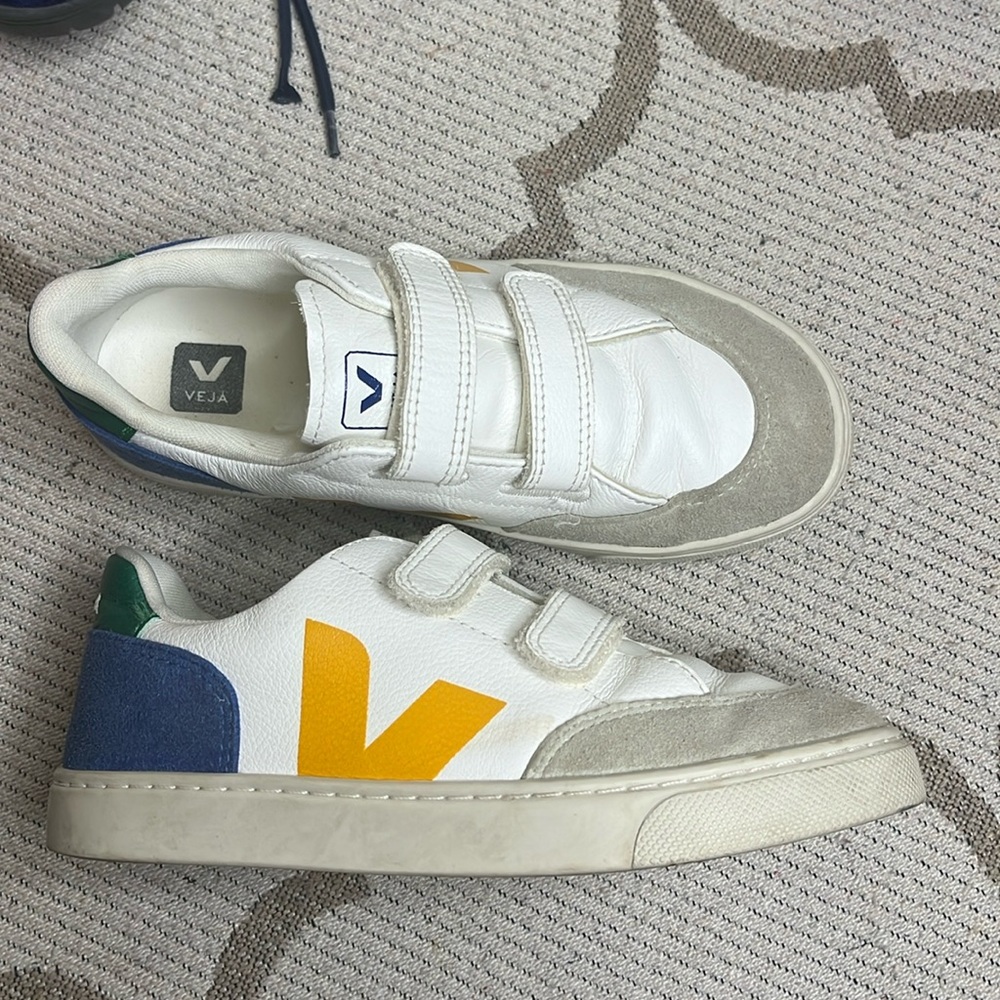 Veja Kids Sneakers White with Yellow and Blue Accents